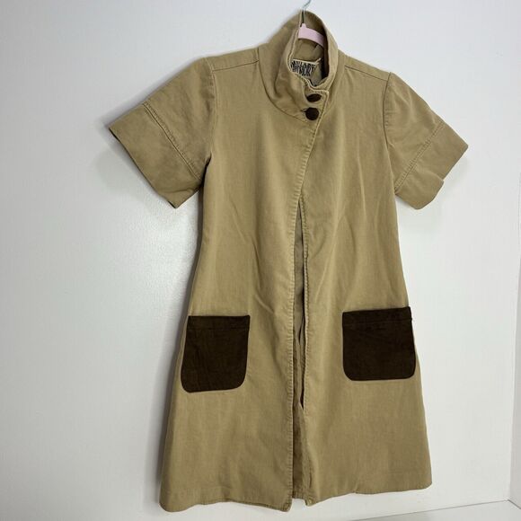 Millard Fillmore Anthropologie Jacket Duster Brown Leather Pockets Festival S - Picture 4 of 9